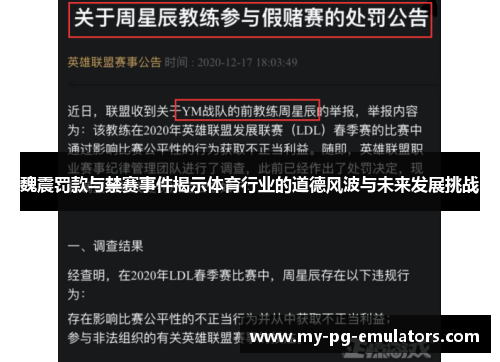 魏震罚款与禁赛事件揭示体育行业的道德风波与未来发展挑战 魏震罚款与禁赛事件揭示体育行业的道德风波与未来发展挑战